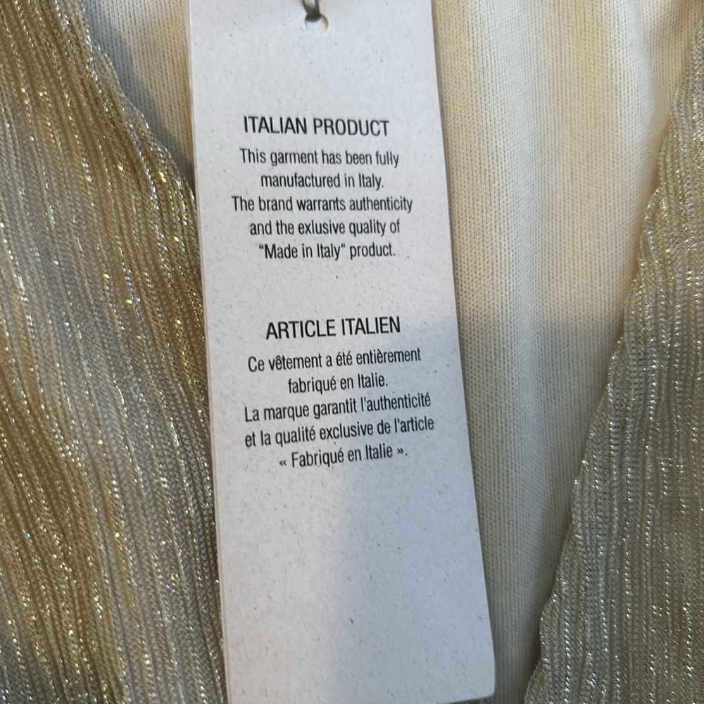 Carla Conti Made in Italy Gold Metallic Pleated Empire Waist Maxi Dress 2X NWT - Picture 9 of 10